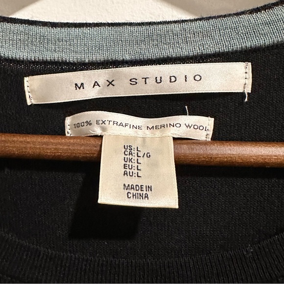 MAX STUDIO 100% Merino‎ Wool Black Long Sleeve - Picture 3 of 4